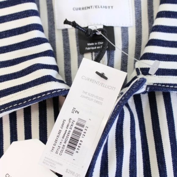 Anthropologie's Current/Elliot Railroad Stripe Sleeveless Jumpsuit Mini Dress - Picture 10 of 12